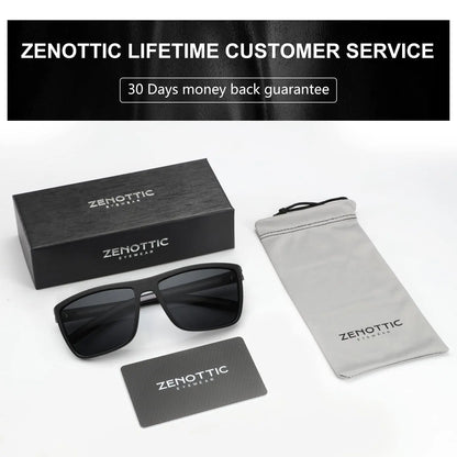 ZENOTTIC Polarized Sunglasses for Men Shades Lightweight TR90 Frame UV400 Protection Square Outdoor Trave Driving Sun Glasses