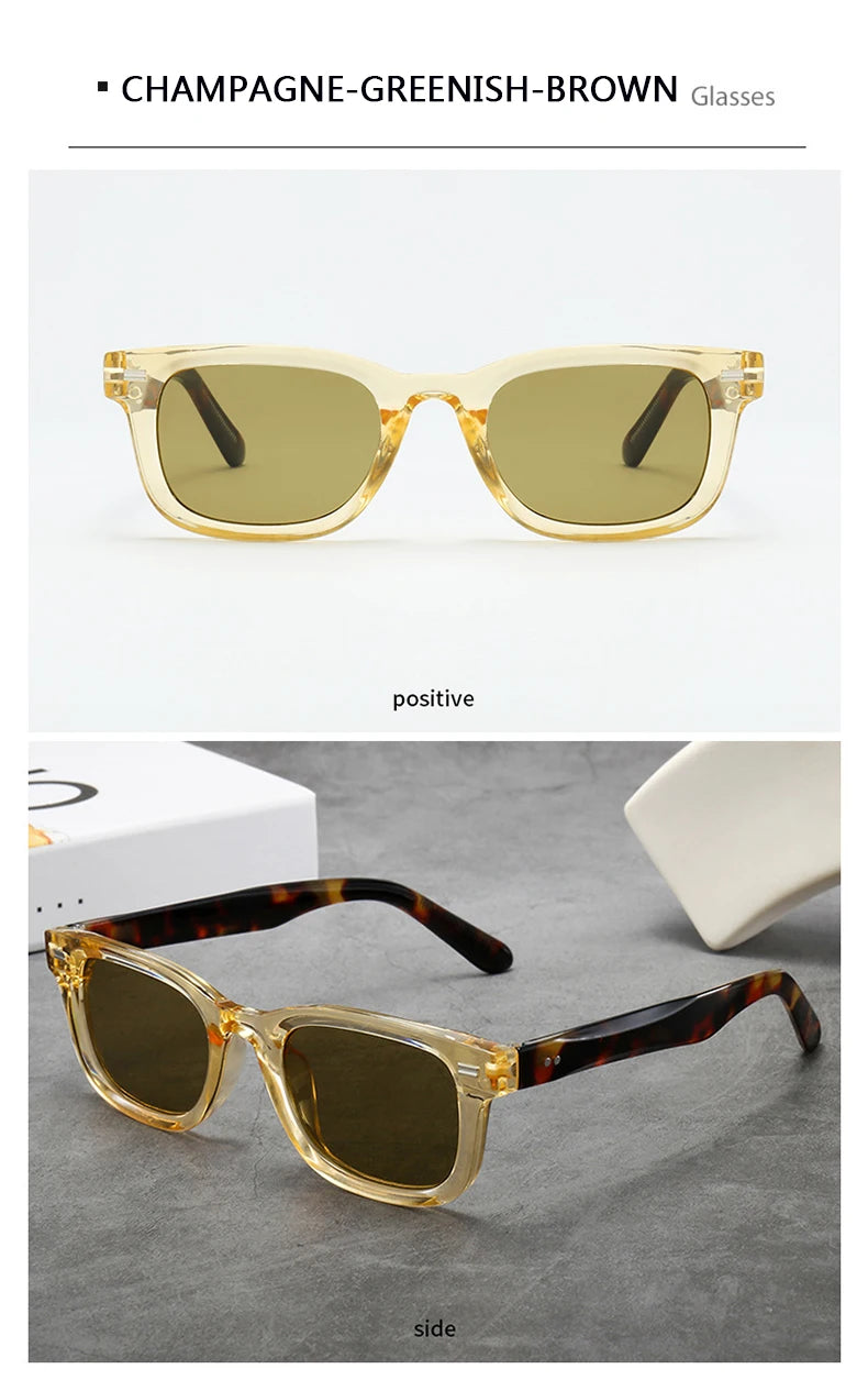 Men's Thick Framed Retro Brown Sunglasses Narrow Framed Hip-hop Style Rapper Eyewear Vacation Sunglasses UV400