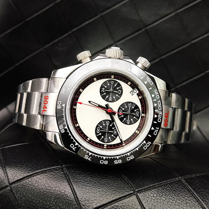 20 Color Business 39mm Quartz Watch Men's Timing Sapphire Crystal VK63 Movement Calendar Luminous Blue Dial Stainless Steel Strap