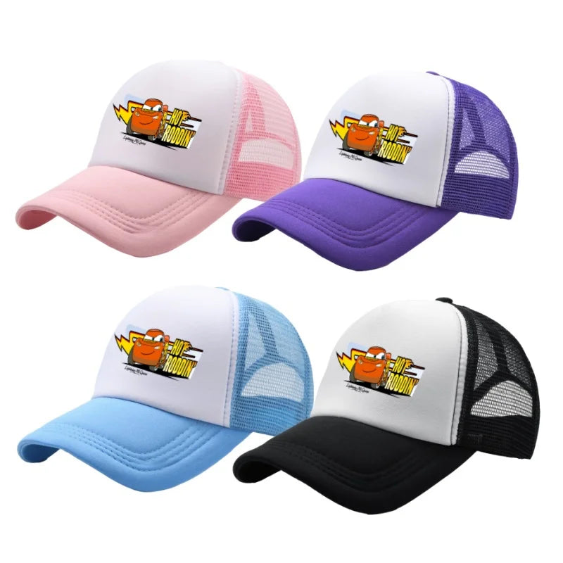 Anime Cars Lightning McQueen Cartoon Figure Print Fashion Baseball Cap Girls Boys Summer Casual Adjustable Sun Hat Birthday Gift