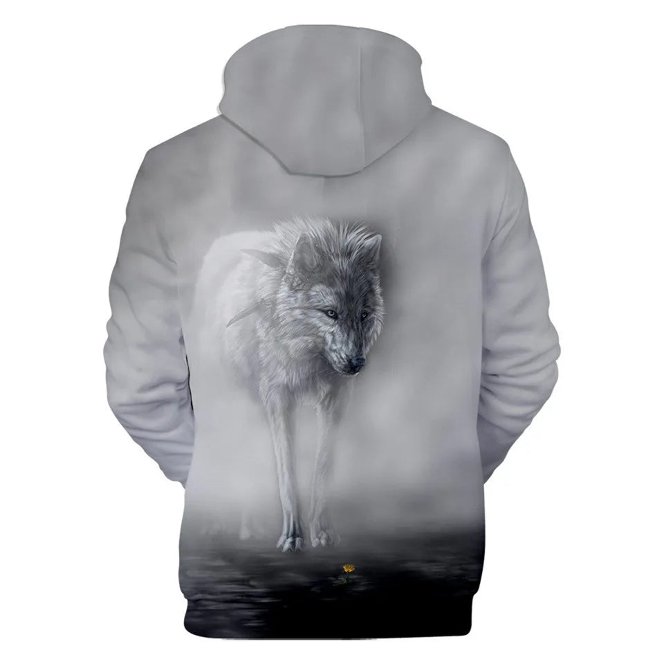 Cool Space Galaxy Wolf Hoodie Hoodies Men Bright Wolf Fashion Handsome Wolf Hoddies Spring Autumn Pullovers Sweatshirts Sweat