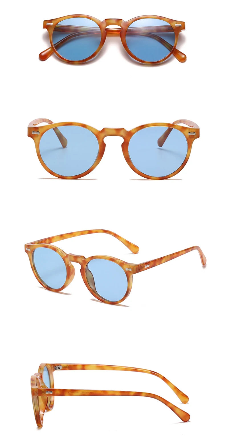 Peekaboo polarized sunglasses for men korean fashion driving round sun glasses for women uv400 green brown summer accessories