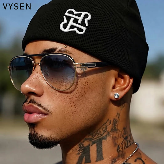 Oversized Vintage Oval Pilot Sunglasses Men 2026 Luxury Brand Designer Steampunk Sun Glasses Male Outdoor Driving Eyewear Shades