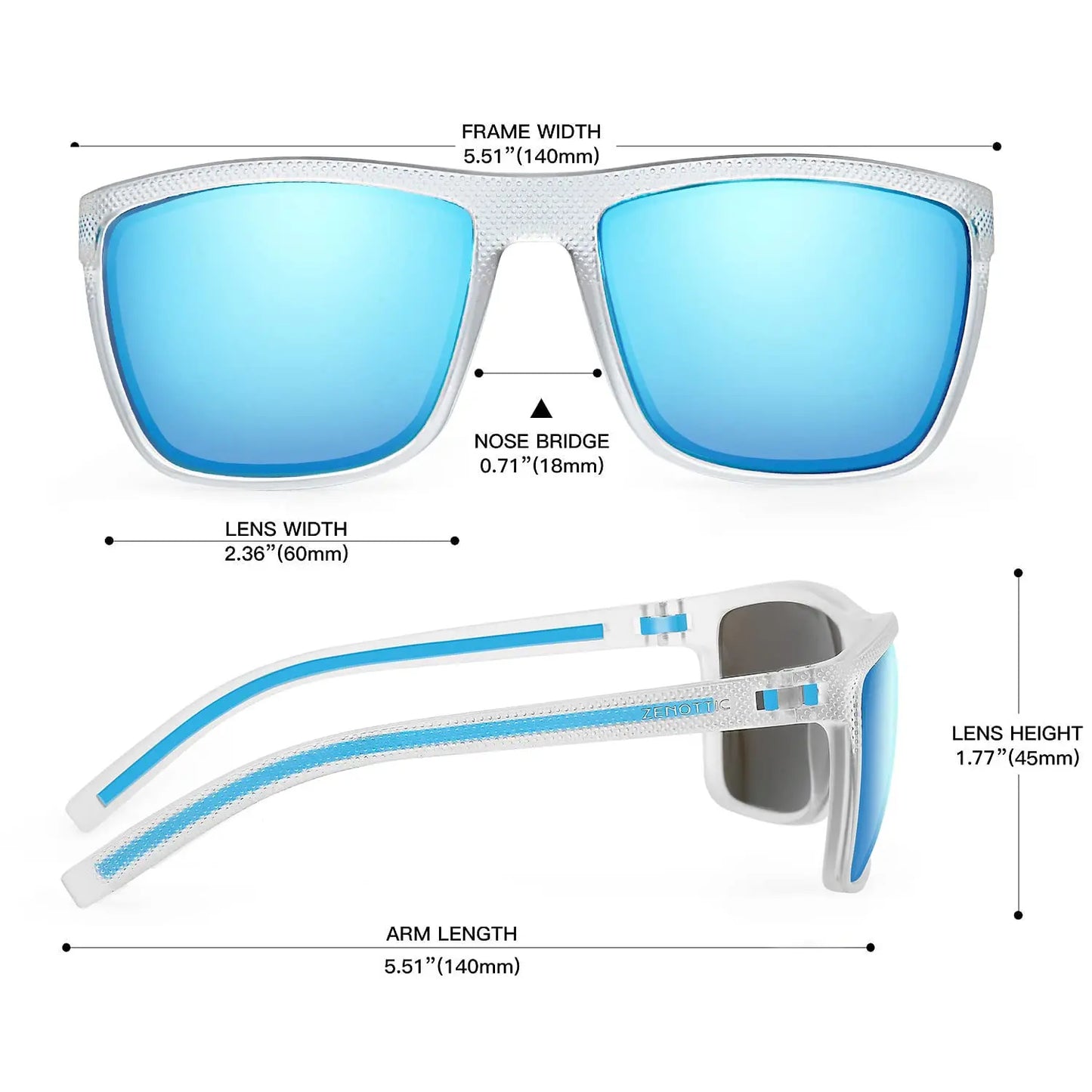 ZENOTTIC Polarized Sunglasses for Men Shades Lightweight TR90 Frame UV400 Protection Square Outdoor Trave Driving Sun Glasses