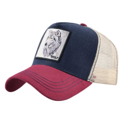 Wolf-Patch-Stickerei-Mesh-Baseballcap, verstellbare Fashion-Hip-Hop-Trucker-Cap für Herren und Damen, Outdoor, atmungsaktiv, mit Schirm, Snapback-Hut, Geschenk