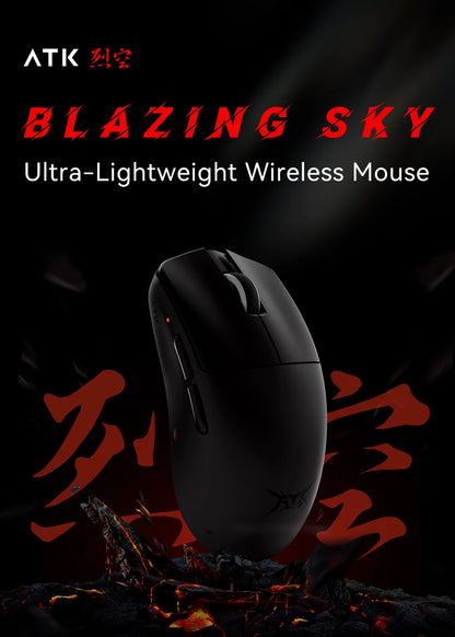 ATK BlazingSky F1 Extreme belaidė žaidimų pelė, PAW3950 Ultra, dviejų režimų, 8000Hz, 35g lengva e. sporto FPS pelė