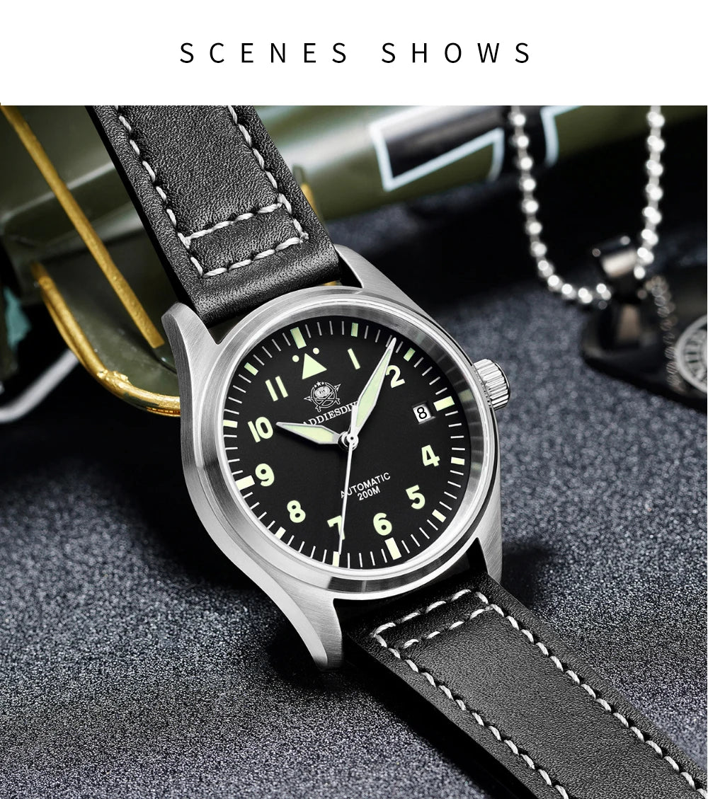 ADDIESDIVE Watches For Men C3 Super Luminous 200m Waterproof  Japan 8215 316L Stainless Reloj Hombre Automatic Mechanical Watch
