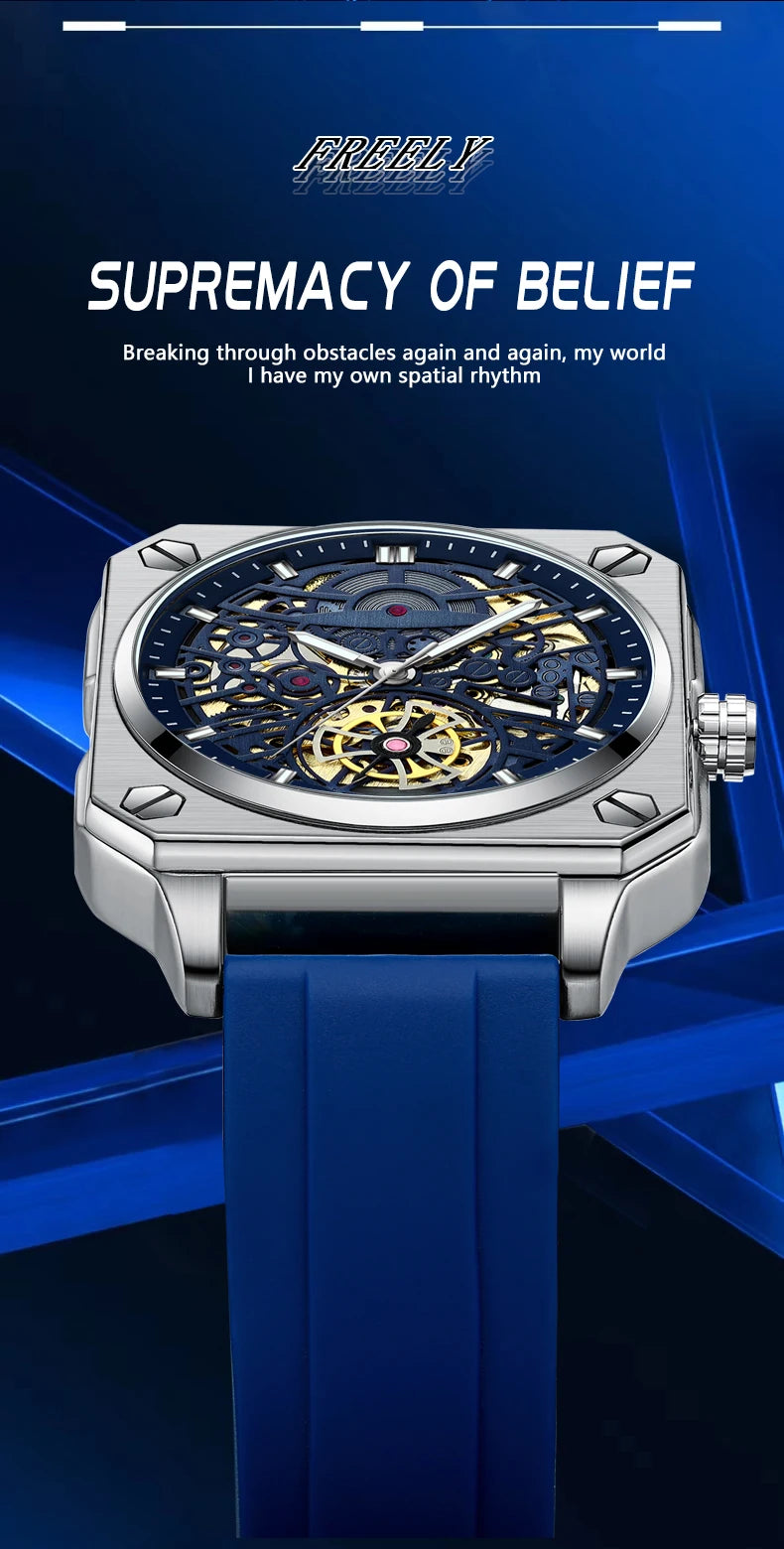 BINBOND mechanical wristwatches for men luxury luminous waterproof automatic accurate tourbillon men's watch skeleton reloj