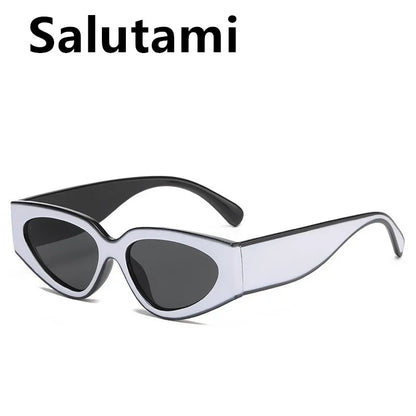 unique black white patchwork cat eye sunglasses for women new fashion small round gradient sun glasses ladies sexy Y2K shades