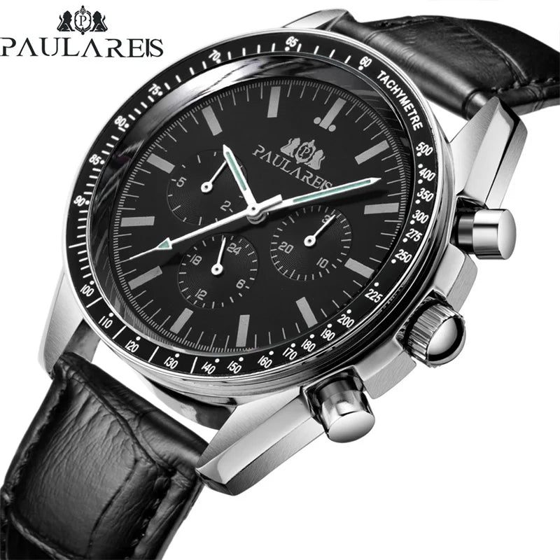 PAULAREIS P Brand Luxury Men Mechanical Watches Calendar Business Watch Mens Sports Waterproof Stainless Steel Automatic Watches