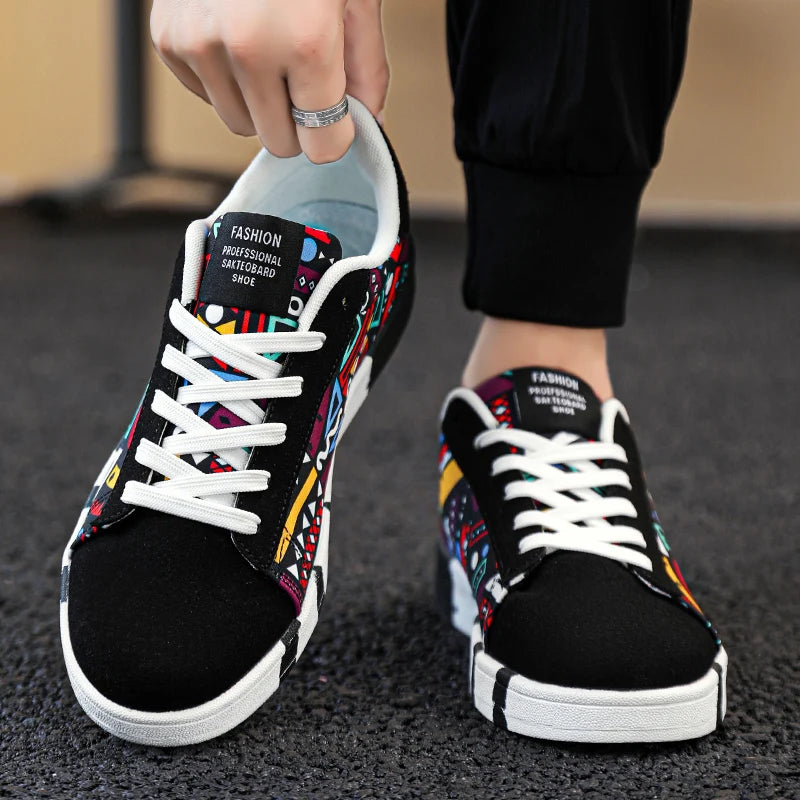 YRZL skateboard-sko til mænd, sneakers i kanvas, afslappede og åndbare gåsko, lette flade sko til mænd, trendy streetwear-sportssko