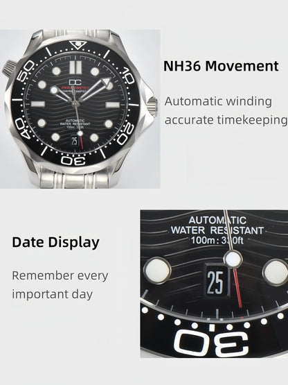DWAYNE CAMPBELL Reloj mecánico automático de lujo para hombre NH35, bisel de cerámica, resistente al agua, reloj de pulsera clásico de negocios
