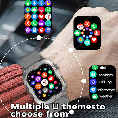 2026 New Men Smart Watch HD Bluetooth Call Sleep Heart Rate Health Monitoring Outdoor LED Flashlight Waterproof Sports Smartwatc