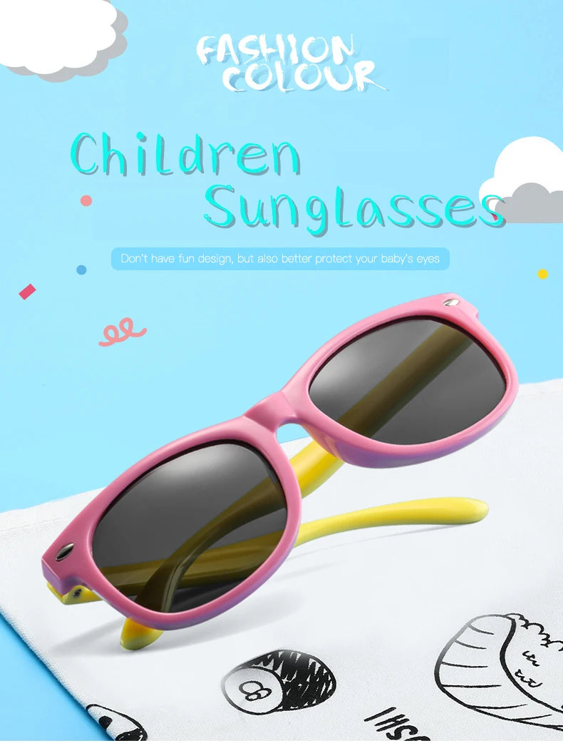 Polarized Kids Sunglasses TR90 Silicone Gel Frame Classic Square Children Sun Glasses Girls Boys Multi Color Baby Goggles UV400