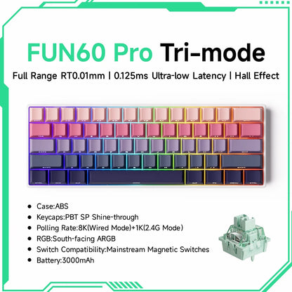 Akko MonsGeek FUN60 mechanische Tastatur mit Magnetschaltern, 60% Gaming-Tastatur, Rapid Trigger 0.01mm, 8K ARGB, HE/TMR Custom-Tastatur
