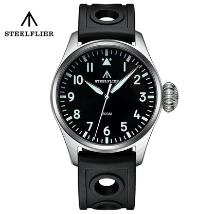 STEELFLIER Official SF743 Quartz Pilot VH31 Steel Strap Onion Crown 20Bar Waterproof Sapphire Crystal Luxury Dive Luminous Watch