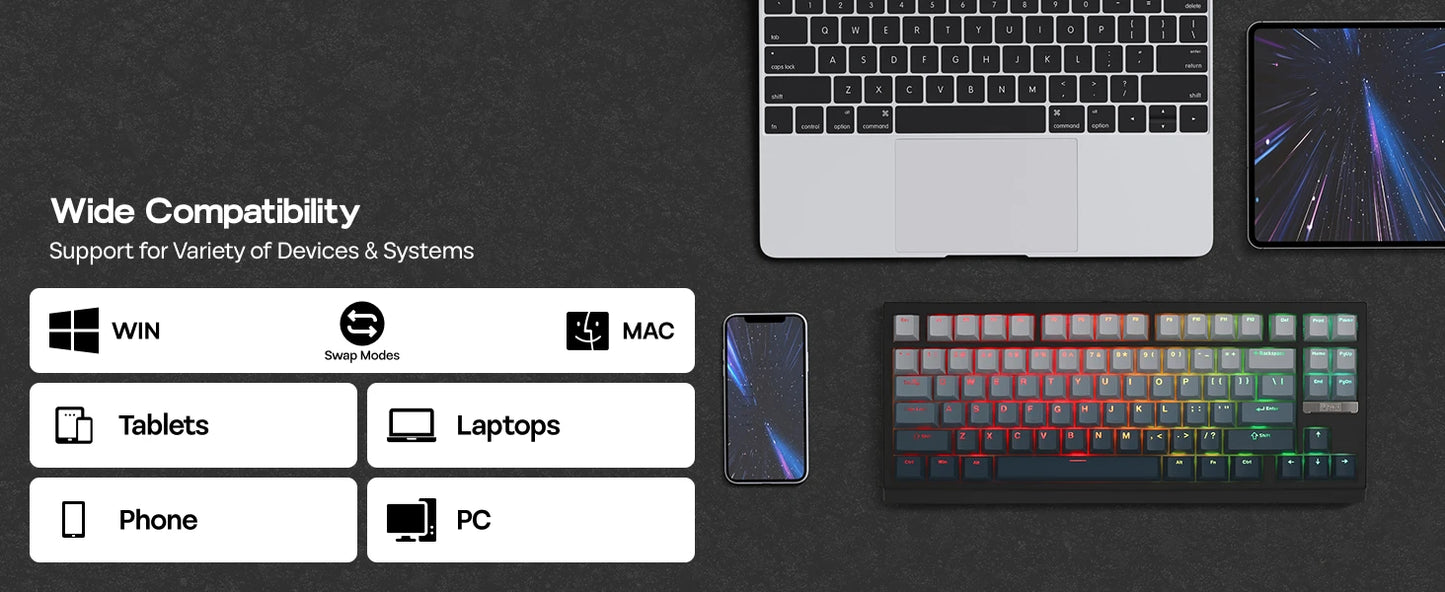 EPOMAKER G84 HE 75% ANSI US Layout Gasket Wired/BT/2.4Ghz Wireless Hall Effect Magnetic Mechanical Keyboard 8K Polling & 8000mAh