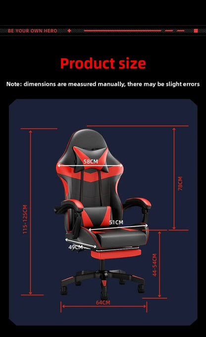 Ergonomska gaming stolica za računalni stol, nagibna gaming stolica za kućni ured s potporom za leđa za duge sesije igranja