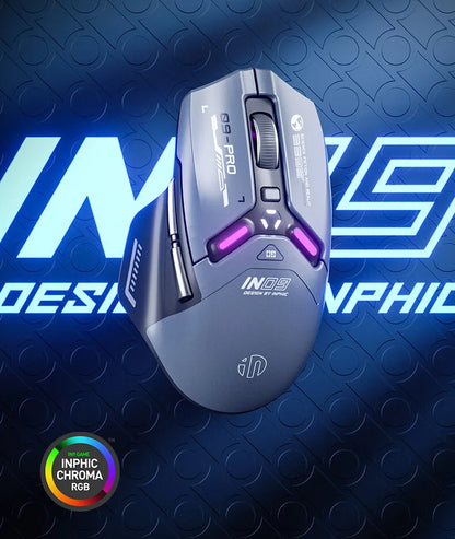 Inphic IN9PRO Wireless Gaming Mouse 26000 DPI Tri-Mode RGB Gaming Mouse, PAW3395 Sensor, Bluetooth 5.0, 2.4G & Wired, 8K Polling Rate Compatible
