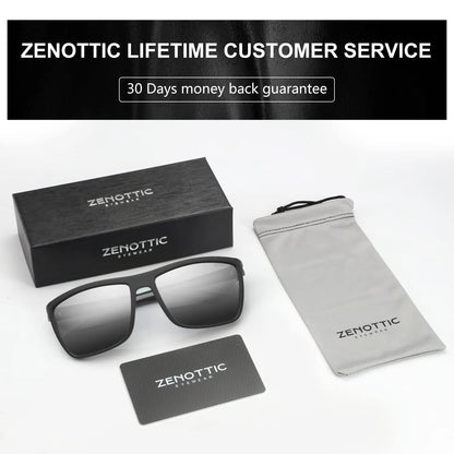 ZENOTTIC Polarized Sunglasses for Men Shades Lightweight TR90 Frame UV400 Protection Square Outdoor Trave Driving Sun Glasses