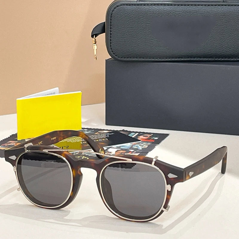 Acetate Round Classical Sunglasses for Men and Women High Quality Brand Designer UV400 Outdoor Luxury Retro Eyeglasses