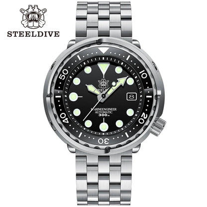 STEELDIVE SD1975 Mens Automatic Watches Men Dive Watch 300m Waterproof Mechanical Wristwatch C3 Luminous Clock Sapphire Mirror