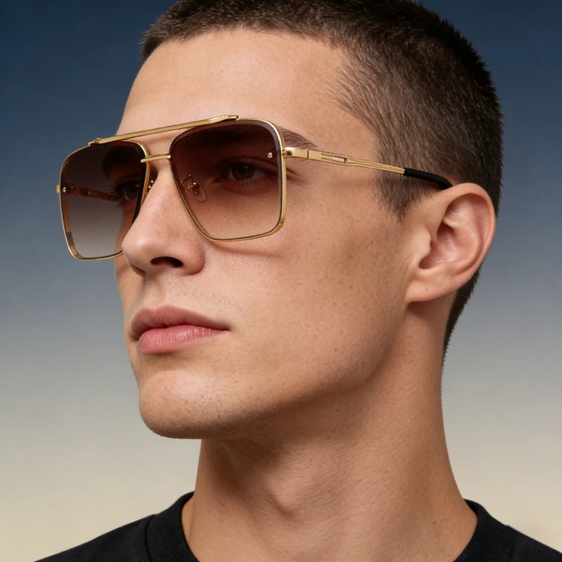 New Metal Square Gradient Sunglasses Fashionable Men Women Luxury Sunglasses Outdoor Sports Driving Fishing Goggles UV400