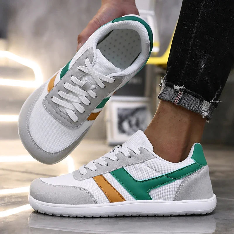 Herresneakers med bred tåboks, barfodssko, minimalistiske, åndbare og komfortable udendørs gåsko, sporty casual blå sko 2025