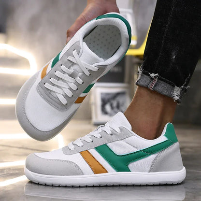 Herresneakers med bred tåboks, barfodssko, minimalistiske, åndbare og komfortable udendørs gåsko, sporty casual blå sko 2025