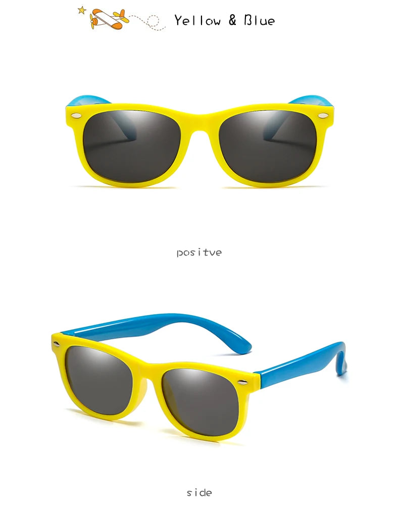 Polarized Kids Sunglasses TR90 Silicone Gel Frame Classic Square Children Sun Glasses Girls Boys Multi Color Baby Goggles UV400