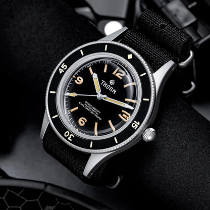 Thorn SHY033 Vintage 50-Fathoms Mechanical Watch NH35 Automatic Movement K9 Mineral Crystal 200m Waterproof Luminous Men Watch
