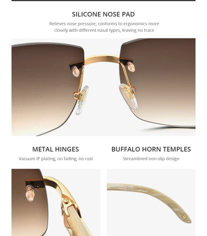 HEPIDEM Buffalo Horn Glasses Men Famous Brand Design Rimless Sunglasses Women Luxury Eyewear Horn-Rim Frameless Buffs Eyeglasses