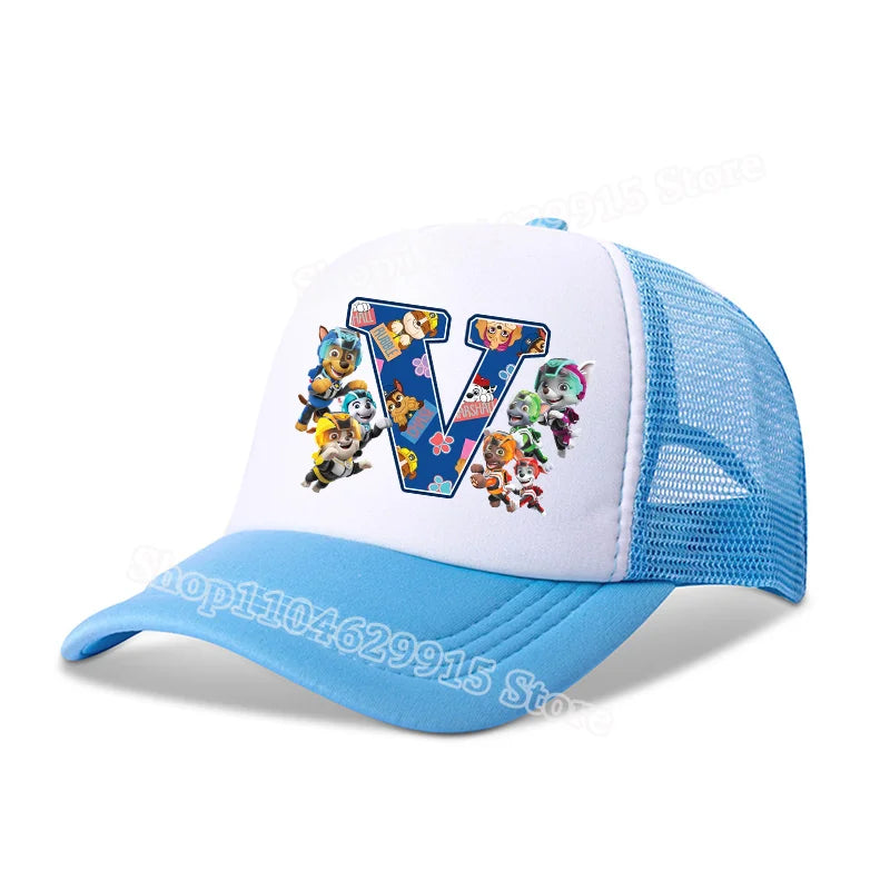 Paw Patrols Baseball Cap Boys Girls Cartoon Anime Chase Skye A-Z Letters Print Hat Summer Athleisure Adjustable Casual Hats Gift