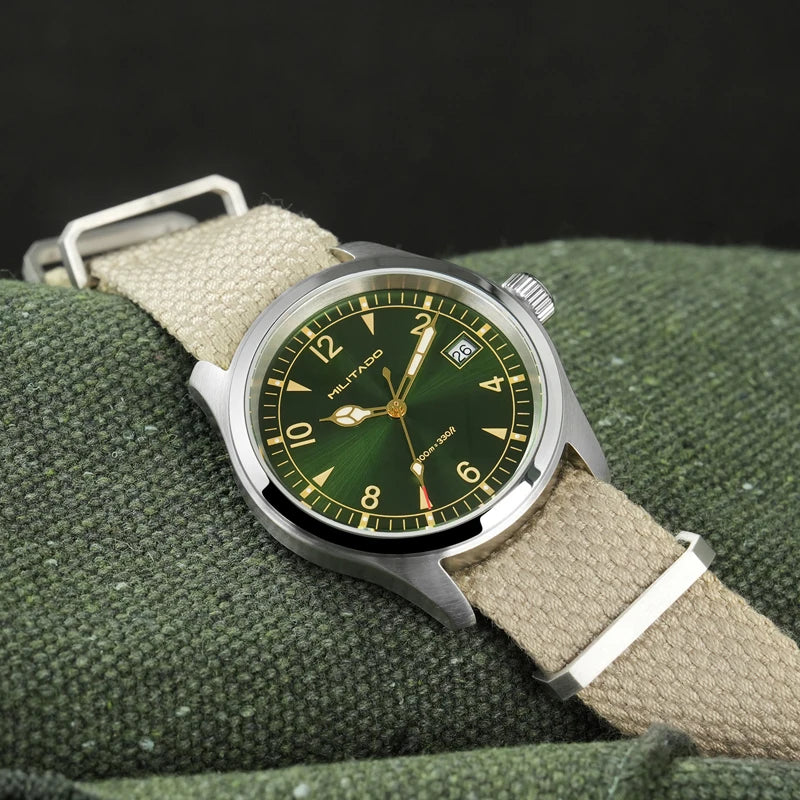 Militado ML08 Vintage Quartz Watch Ronda 515 Movement Ar Sapphire Mirror 38Mm Wrist Watch Date Super Luminous Waterproof Watches