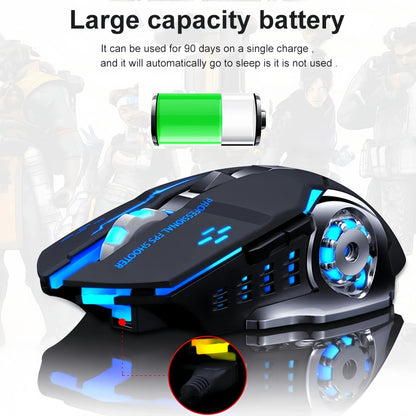 Dobíjecí bezdrátová herní myš – tichá Bluetooth/USB, RGB podsvícení, e-sport pro PC