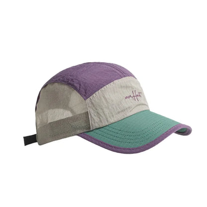 Fashion Plaid Thin Sun Cap Quick-drying Letter Embroidery Sports Running Cap Adjustable Breathable Summer Cap Men Women