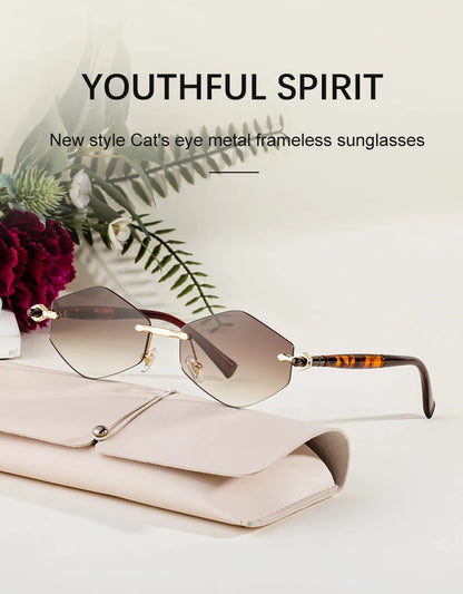 Rimless Polygon Sunglasses Women 2026 Luxury Brand Fashion Retro Sun Glasses Punk Hexagon Eyewear For Lady UV400 Outdoor Shades