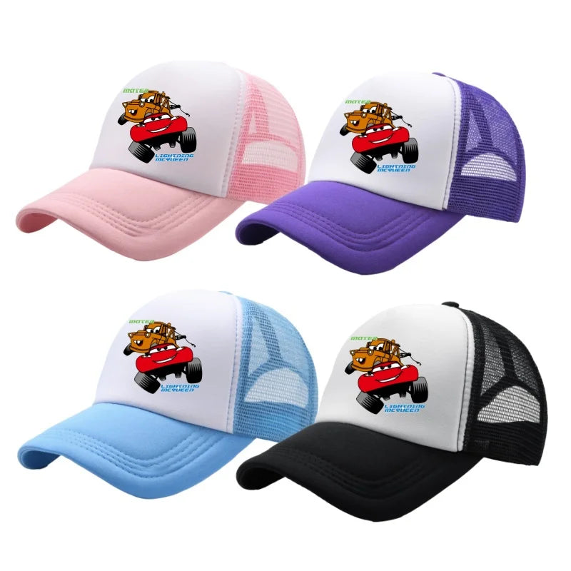 Anime Cars Lightning McQueen Cartoon Figure Print Fashion Baseball Cap Girls Boys Summer Casual Adjustable Sun Hat Birthday Gift