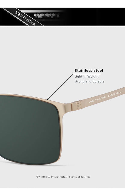 VEITHDIA Brand Fashion Sunglasses Stainless Steel High-definition Nylon Lens Polarized UV400 Eyeglasses For Men Women,  8212