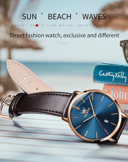 OLEVS 5869 Men's Watch Japan Quartz Movement Thin Case Fashion Waterproof Watch For Men Calendar Simple Original Male Wristwatch