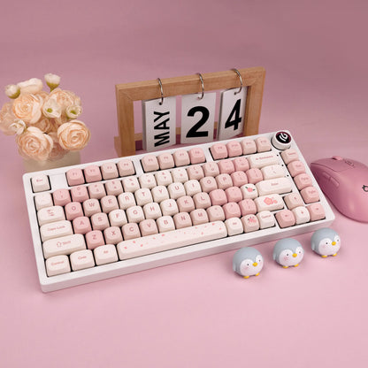 Sakura Pink MOA Keycaps PBT 142 Keys Cream Strawberry for 60/64/84/98/108 Gaming Mechanical Keyboard MX Switch