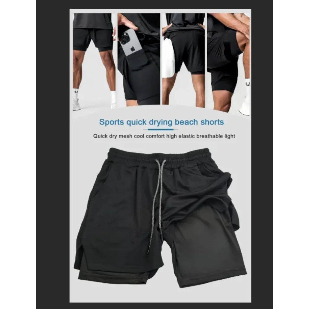 Dragon Ball Anime GOKU Peripheral Printed Double-layer Shorts, American Sporty Summer Men's Loose and Breathable Pants