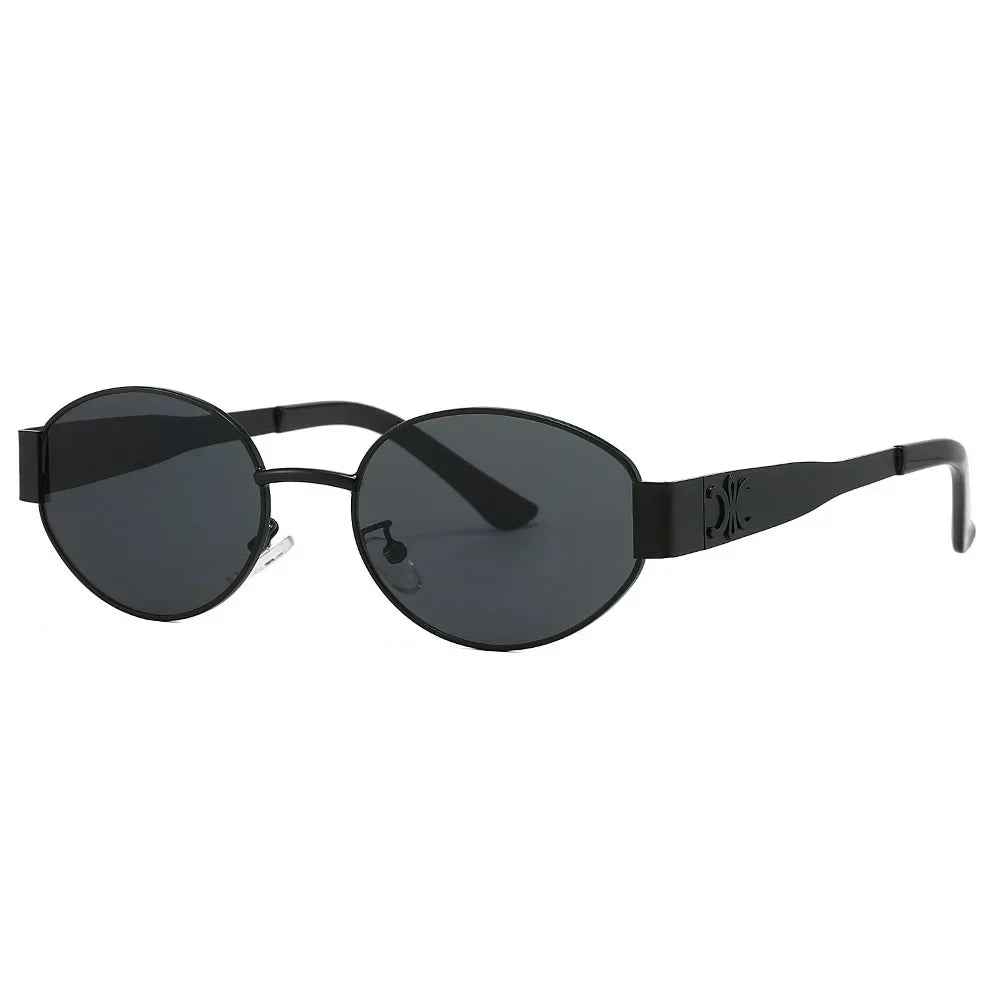Unisex Luxury Metal Sunglasses Designer Fashion Oval Eyewear Shades UV400 Stylish Sun Glasses for Men And Women