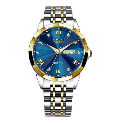 Reloj de pulsera de cuarzo para mujer LIGE: elegante y lujoso, con indicador de fecha y día de la semana. Reloj sencillo y resistente al agua, ideal como regalo para mujer.