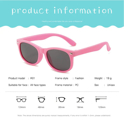 Polarized Kids Sunglasses TR90 Silicone Gel Frame Classic Square Children Sun Glasses Girls Boys Multi Color Baby Goggles UV400