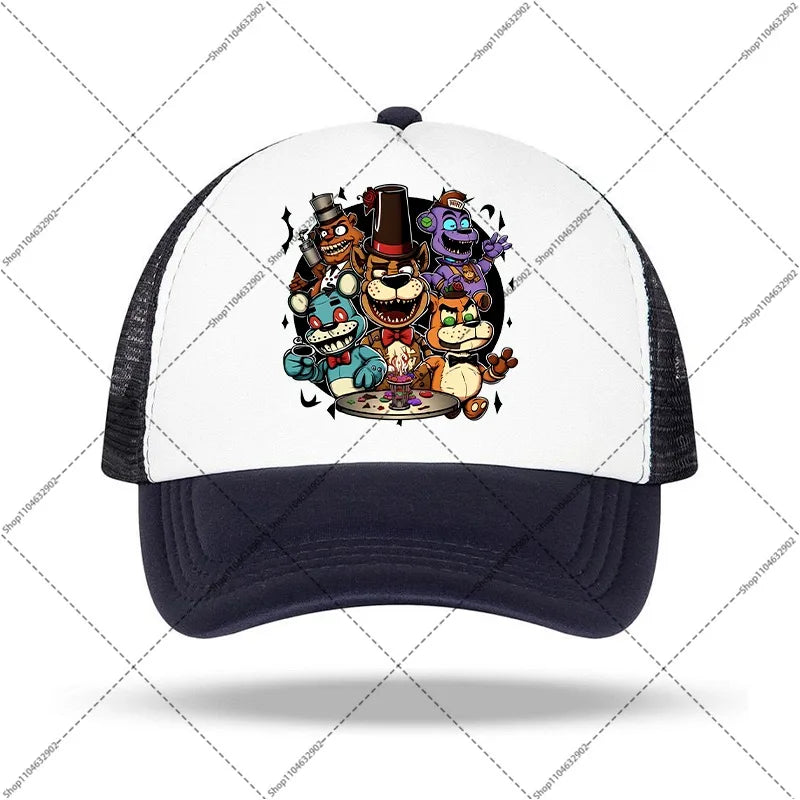 FNAF Baseball Cap Five Nights At Freddys Unisex Sun Hats Cartoon Anime Printed Hat Boys Girls Fashion Caps Birthday Party Gifts
