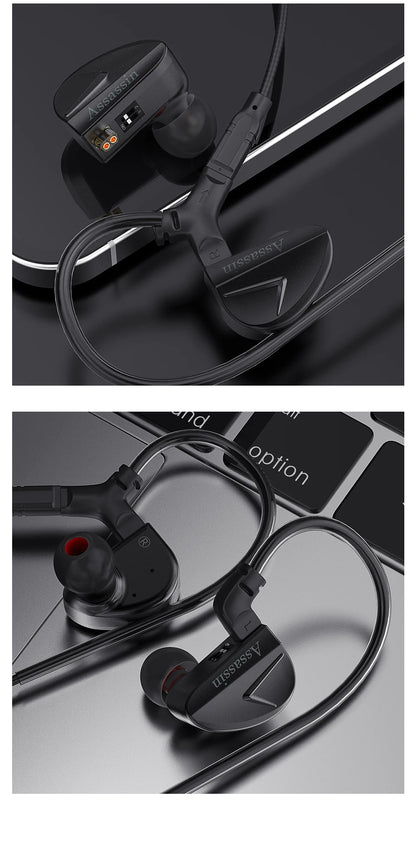 CVJ Assassin Earphones 1BA+1DD+1Vibration Switch Adjustable Gaming E-sports In-Ear 3.5mm&Type-C Hifi Headphones