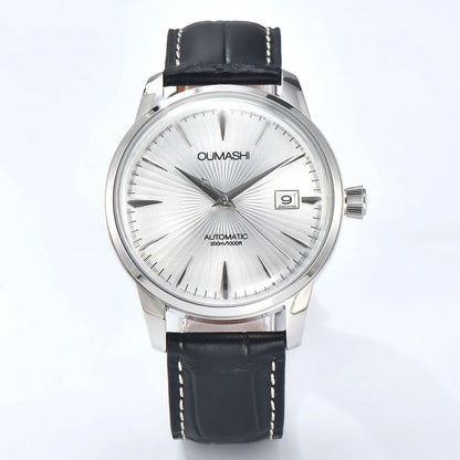 40mm NH35 Watch Cocktail Automatic Mechanical Watch High Quality Stainless Steel Double Dome Waterproof Case Leather Band Watch