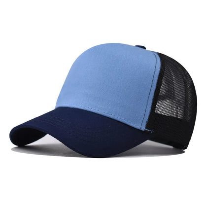 New 5 Pane Mesh Baseball Cap Adult Hip Hop Curved Snapback Hats Summer Sunshade Sun Hat Simple Trucker Cap Advertising