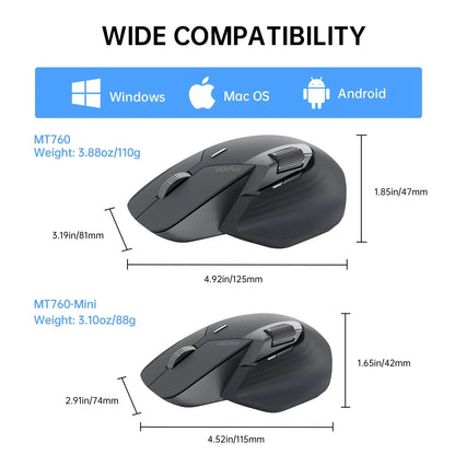 Rapoo MT760L/MT760M kelių režimų įkraunama belaidė ergonomiška pelė, 4000 DPI, palaiko iki 4 įrenginių, Bluetooth pelė